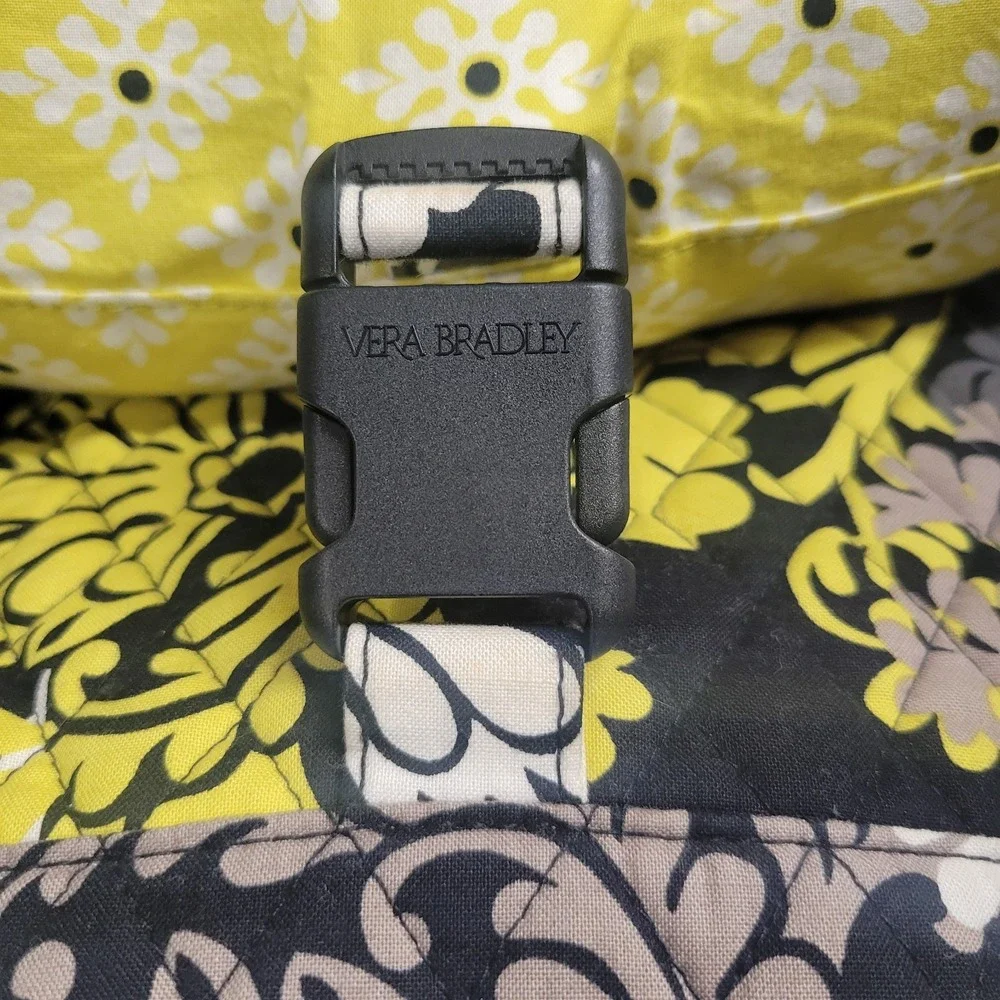 Vera Bradley Messenger Bag Provencal Quilted Cotton Floral Black Yellow Citron